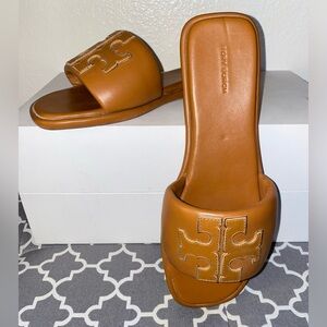 Tori Burch Double T Slides 12 Leather